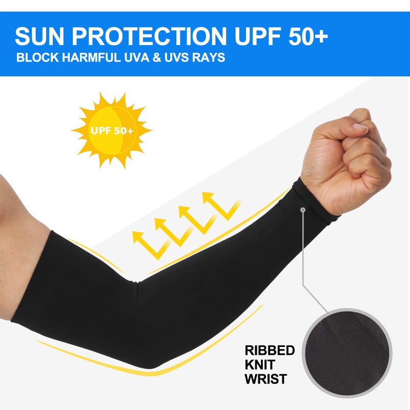 Kimasha 4 Pair UV Protection Arm Sleeves for Men & Women,Tattoo Cover Sleeve,Cooling Compression Sun Sleeves for Cycling Running Outdoor Sports(black) - Image 3